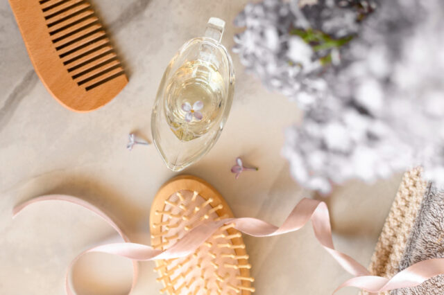 top-view-cosmetic-products natural shampoo using natural ingredients from soap factory